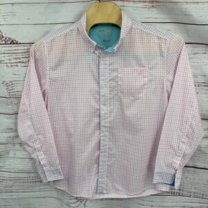 Huk Performance Fishing Shirt Mens Large Button Up Gingham Check Long Sleeve